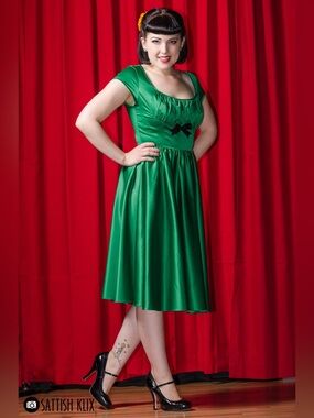 Pinup Couture PUG Evelyn Vintage Cocktail Dress In Emerald Green Size XS